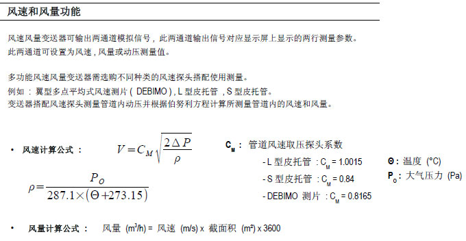 CP218/CP219多功能差压风速风量变送器风速风量功能介绍