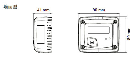 TH110温湿度变送器墙面型尺寸图