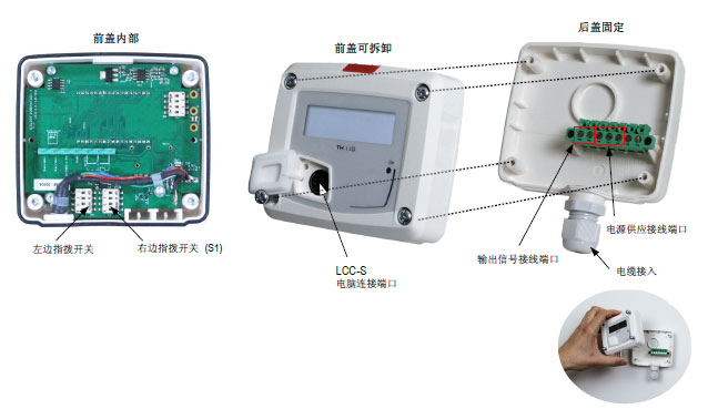 TH110温湿度变送器接线端子图