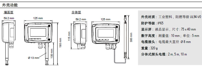 TH210多功能温湿度变送器外壳功能表