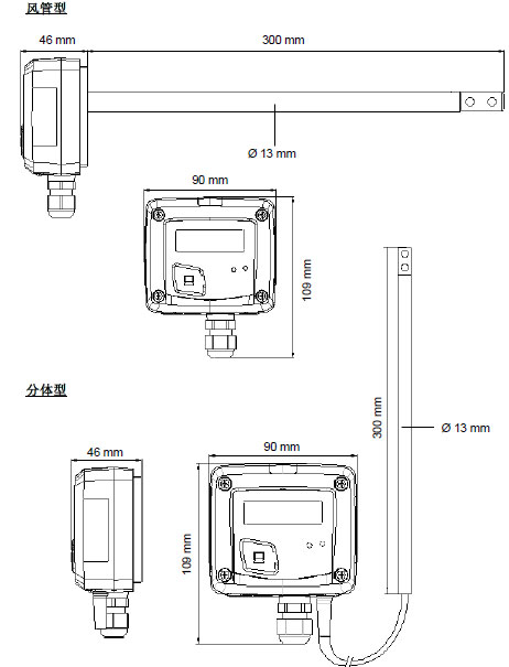 CTV110热线风速温度变送器尺寸图
